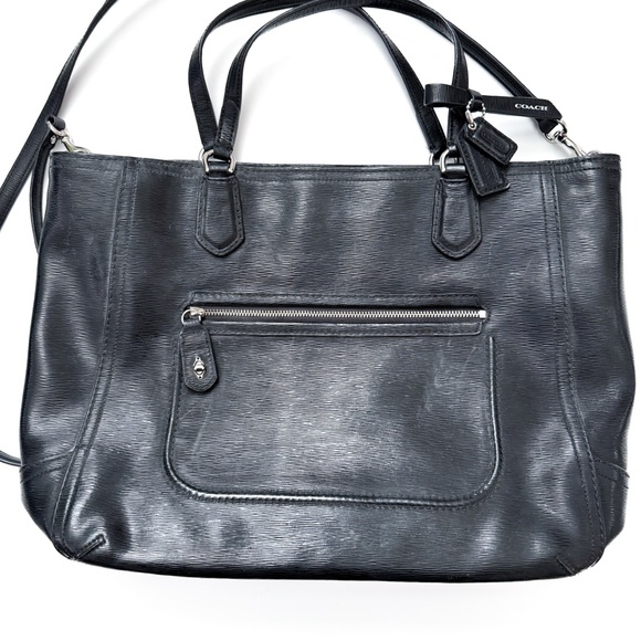 Coach Poppy Textured Black Patent Leather Blair Tote - Picture 2 of 8